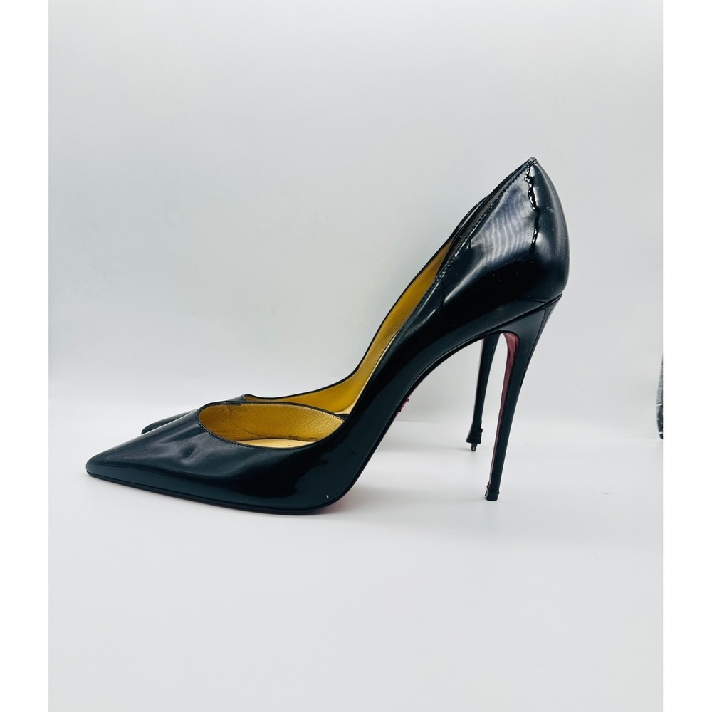 "Damaged" Christian Louboutin Iriza 120 Black Patent Leather d'Orsay  Size 43 EU